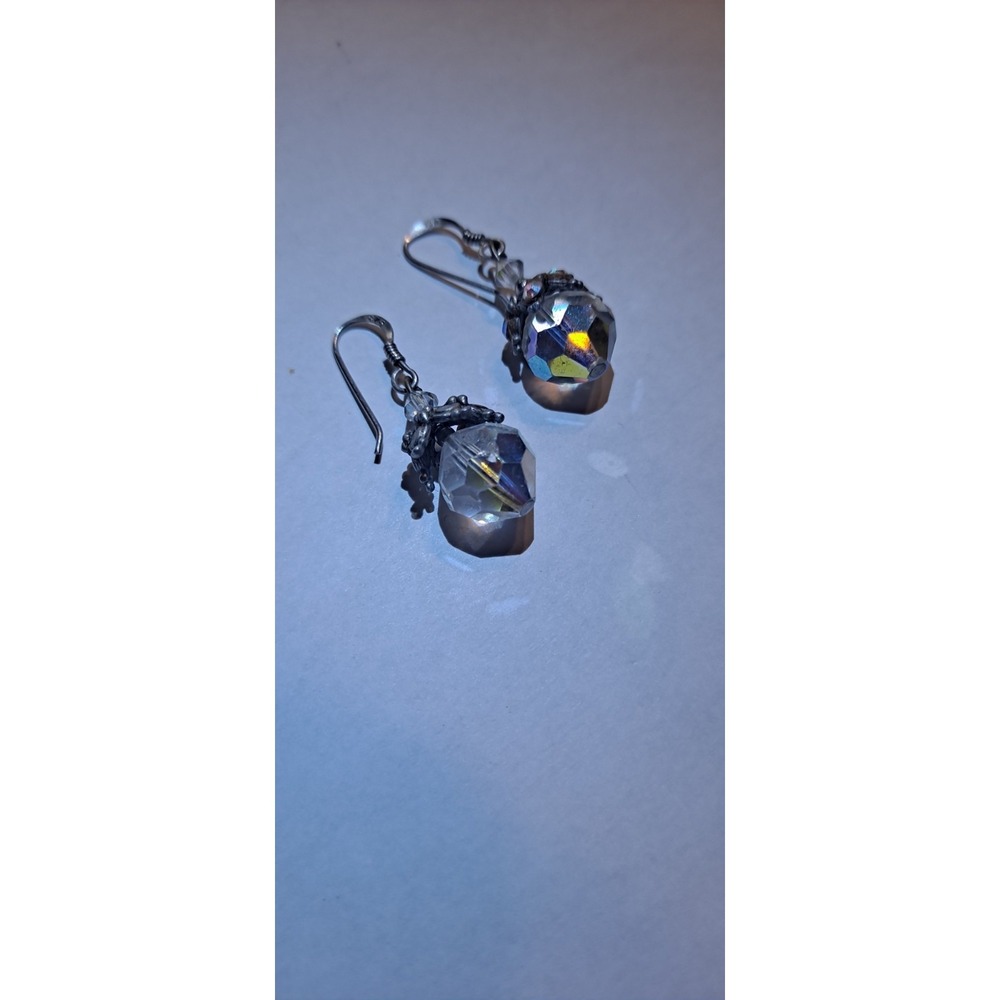 Beautiful Crystal Dangle Earrings with Silver Hooks Small Drop Crystal